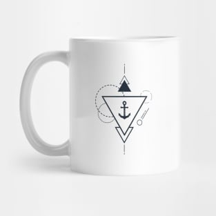 Creative Illustration In Geometric Style. Anchor, Ocean, Ship, Adventure, Nautical Mug